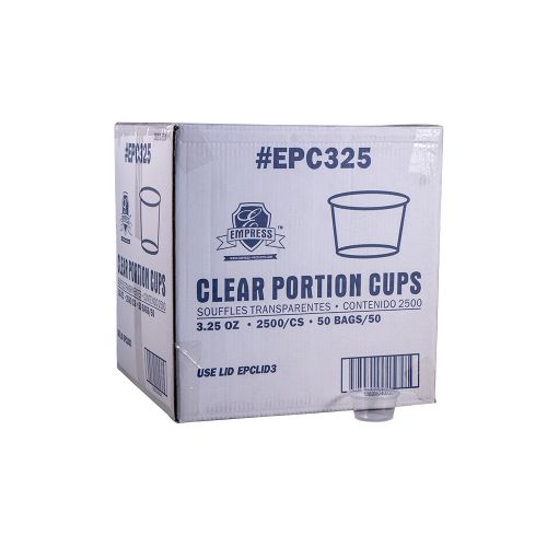 Empress Plastic Portion Cup 3.25oz Clear Pack 50 / 50 cs