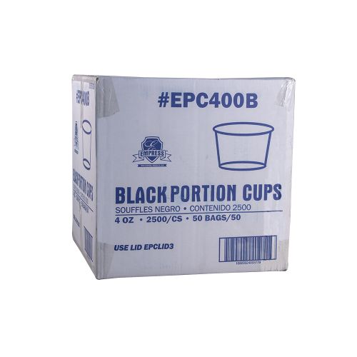 Empress Plastic Portion Cup 4oz Black Pack 50 / 50 cs