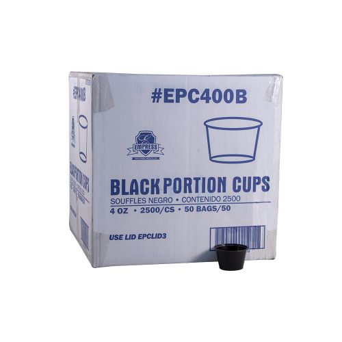 Empress Plastic Portion Cup 4oz Black Pack 50 / 50 cs