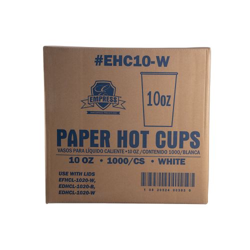 Empress Paper Hot Cup 10oz Squat White Pack 20 / 50 cs