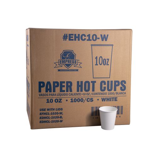 Empress Paper Hot Cup 10oz Squat White Pack 20 / 50 cs