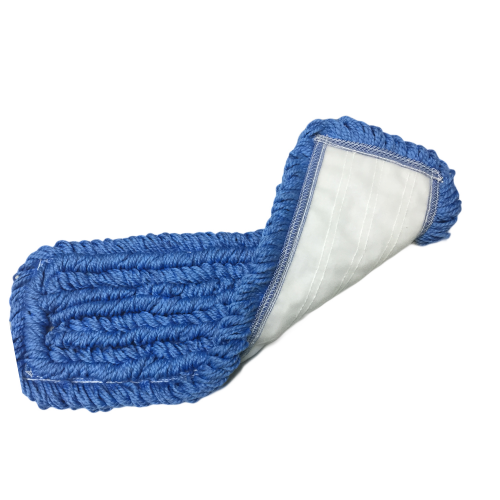 5" X 18" BLUE MICROFIBER FLAT MOP, VELCRO STYLE BACKING