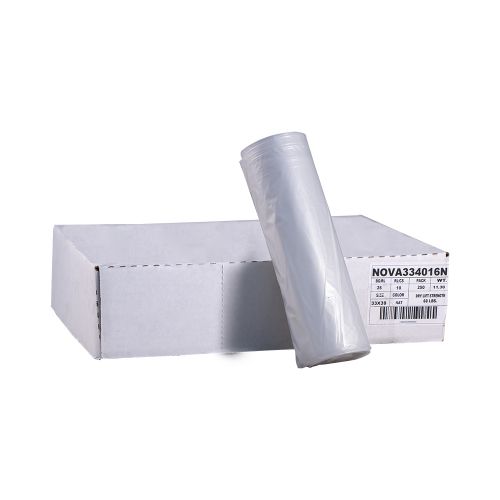 33 Gal. High Density Interleaved Can Liner 33''x39'' 60 lb. Dry Cap., Clear (25 Per Roll, 10 Rolls)