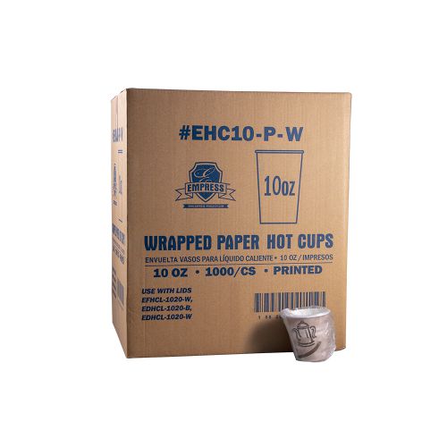 Empress 10oz Wrapped Squat Paper Hot Cup Stock Empress Print Pack 20/50