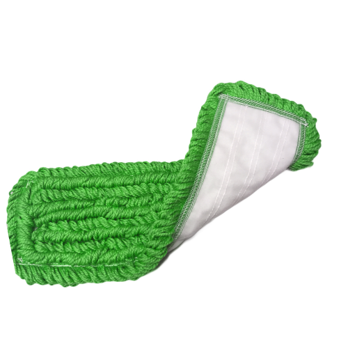 5" X 18" GREEN MICROFIBER FLAT MOP, VELCRO STYLE BACKING