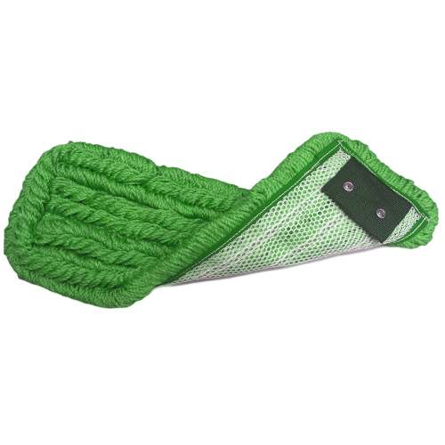 GREEN MICROFIBER FLAT MOP, TAB STYLE BACKING
