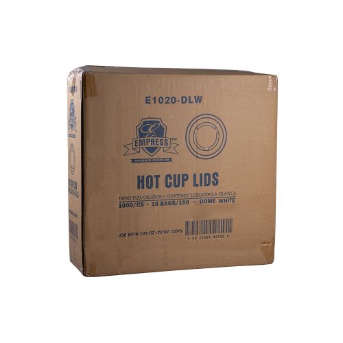 Empress Dome Lid for 10-20oz Paper Hot Cups White Pack 10 / 100 cs