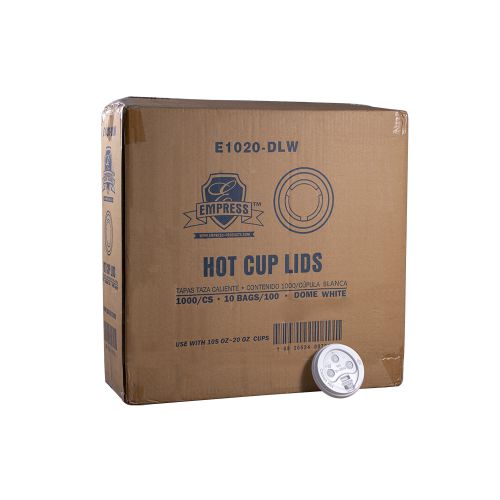 Empress Dome Lid for 10-20oz Paper Hot Cups White Pack 10 / 100 cs