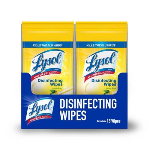 Lemon & Lime Blossom Disinfecting Wet Wipes 7''x8'', Pack, White (24 Per Pack, 15 Packs)