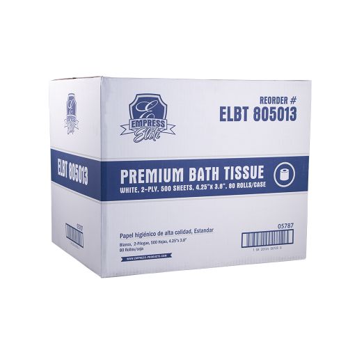 Empress Elite Bath Tissue 4.25 X 3.8 2 Ply White 500 Sheets Pack 80 Rolls