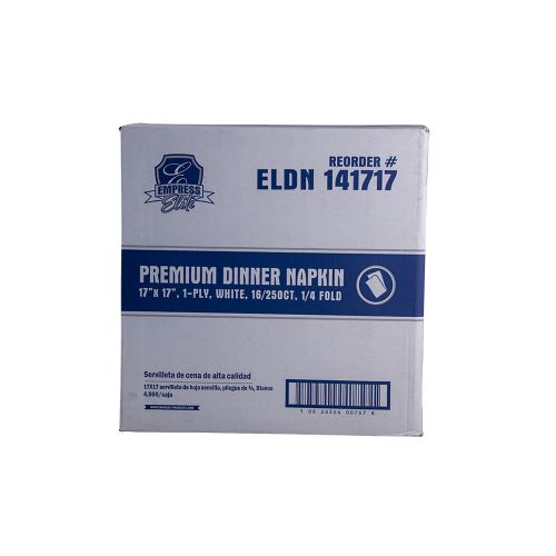 1/4 Fold 1-Ply Premium Dinner Napkins 17''x17'', Pack, White (250 Per Pack, 16 Packs)