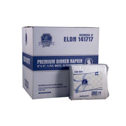 1/4 Fold 1-Ply Premium Dinner Napkins 17''x17'', Pack, White (250 Per Pack, 16 Packs)