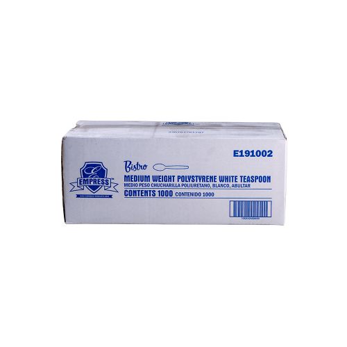 Empress Bistro Medium Weight Teaspoon PS White Bulk Pack 1000 / cs