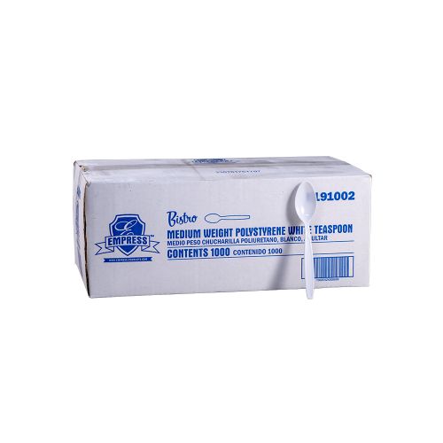 Empress Bistro Medium Weight Teaspoon PS White Bulk Pack 1000 / cs