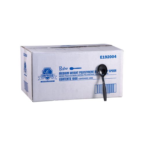 Empress Bistro Medium Weight Soupspoon PS Black Bulk Pack 1000 / cs