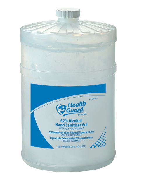 Health Guard 62% Alcohol Hand Sanitizer Gel, Clear with No Scent, 4/1 Gal Flat Top