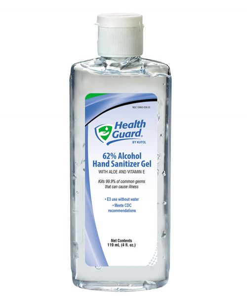 Health Guard 62% Alcohol Hand Sanitizer Gel, Clear with No Scent, 24/4 oz Squeeze Bottle