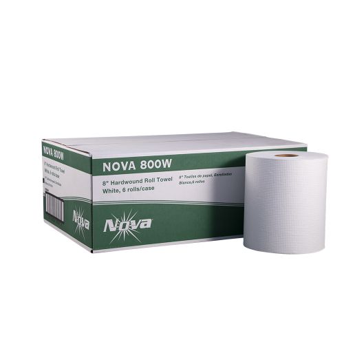 1-Ply Hardwound Paper Towel Roll 8''x800', White (6 Rolls)