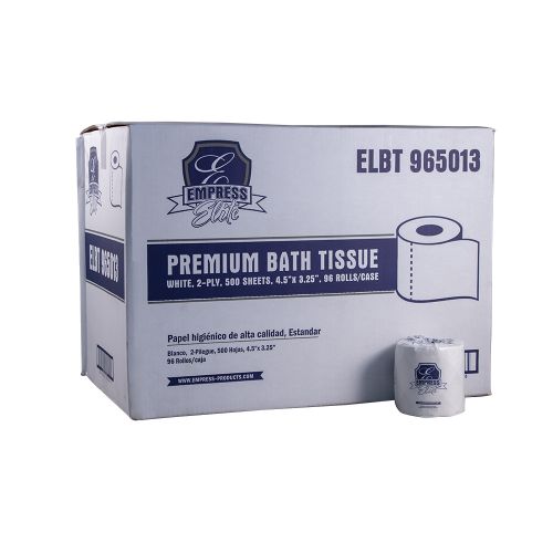 Empress Elite Premium Bath Tissue White 2 Ply 4.5 x 3.25 500 Sheets Pack 96 / cs
