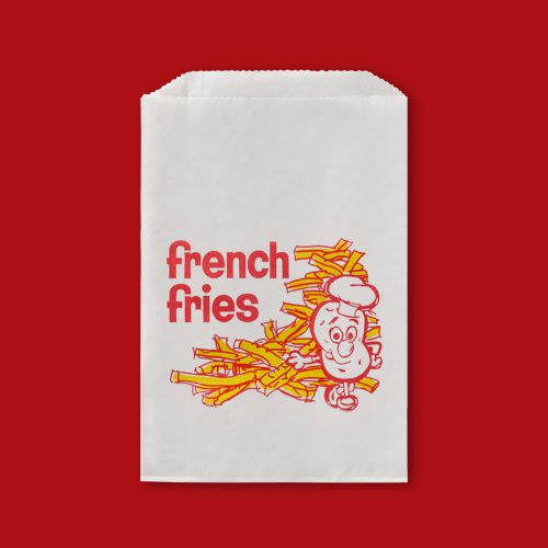 Fischer Extra Large Printed French Fry Bag 5 1/2 x 1 x 8