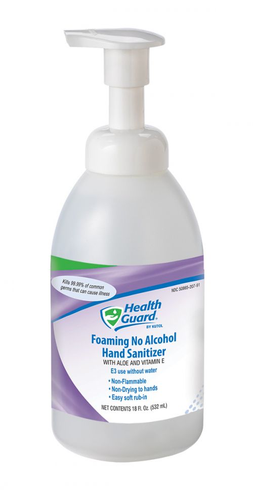 Health Guard Foaming No Alcohol Hand Sanitizer, Clear with Light Linen Scent, 6/18 oz Pump Bottle
