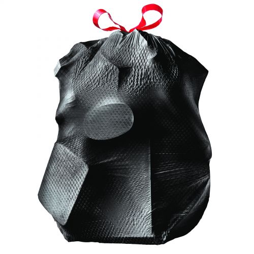 ForceFlex Plus 30 Gal. Drawstring Tall Kitchen Trash Bag, Black, 32"x30"