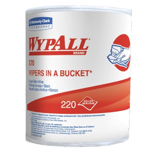 WypAll X70 Extended Use Reusable Cloths in a Bucket Refill (83571), Long Lasting Performance, White, 1 Bucket, 220 Cloths/Roll, 3 Rolls/Case 