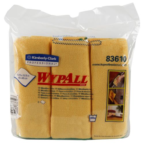 Wypall Microfiber Cloths (83610), Reusable, 15.75" x 15.75", Gold (Yellow), 4 Packs/Case, 6 Wipes/Container, 24/Case