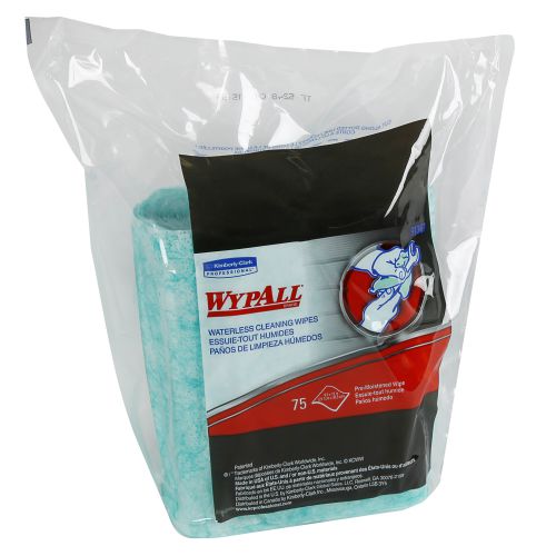Wypall Waterless Industrial Cleaning Wipes (91367), Heavy Duty Moist Wipers, 6 Refill Packs of 75 Sheets 