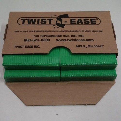 Twist-Ease 4" Twist Ties Green 5/32" Pack 4 bundles of 1200
