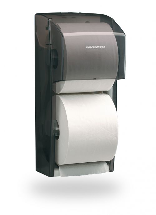 Cascades PROeÂ¢â€žÂ¢ Universal Standard Bath Tissue Dispenser, Double Roll, Grey
