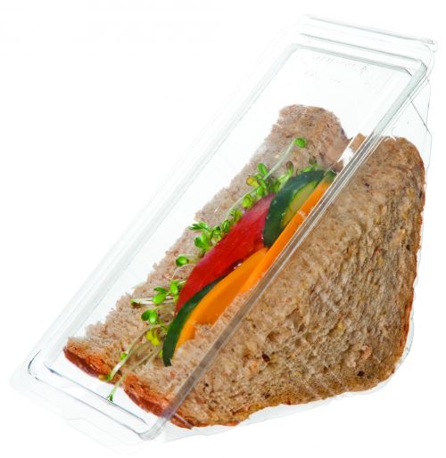 Renewable & Compostable Sandwich Wedge Containers - 4.25 x 4.25 x 6.5 x 3in