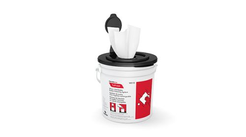 Cascades PRO Tuff-JobeÂ¢â€žÂ¢ Wiper & Refillable Bucket Cleaning System, 1 Bucket/5 Rolls, White, 12" x 12.5"