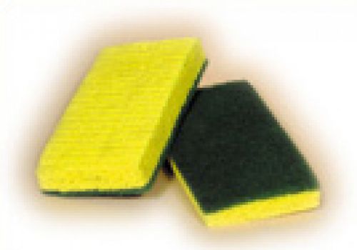 ACS 3-3/8x6 Yellow Sponge With Medium Duty Green Pad/Ind. Wrapped Pack 8 / 5 sponges