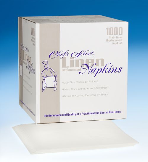 Airlaid Linen Like Dinner Napkin 16''x16'', Case, White (1000 Per Case)