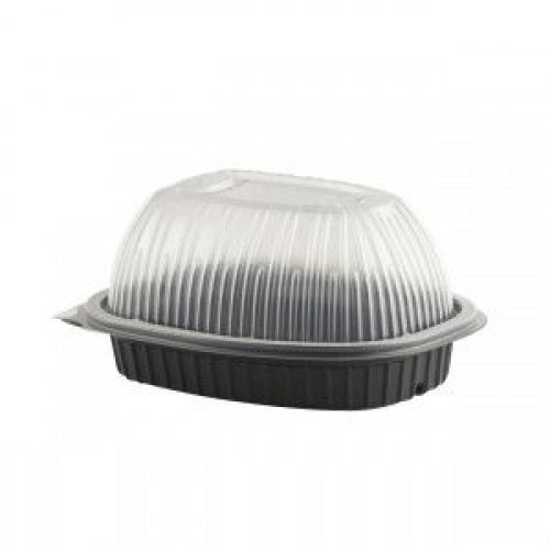 Anchor Packaging Large Vented Chicken Roaster Combo Pack Black Base Clear Lid Pack 100 / 100