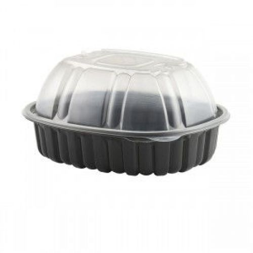 Anchor Packaging Large Vented Chicken Roaster Combo Pack Black Base Clear Lid Pack 170 / 170