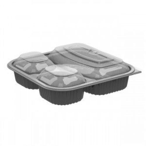 Anchor Packaging 3comp Black Base With Clear 3comp Lid Culinary Squares Combo Pack Pack 150 / 150