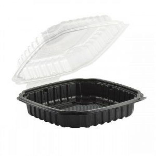 Anchor Packaging 1-Compartment Black Base Clear Lid 9.5x10.5x2.5 Hinged Clamshell Pack 100