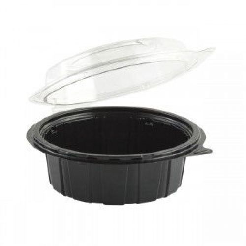 Anchor Packaging 6in Diameter 3in Deep Black Base Clear Tear-Away Dome Hinged Cont Pack 200