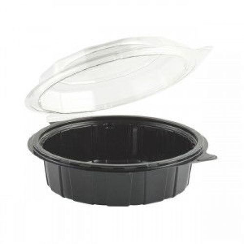 Anchor Packaging 7.5in Diameter 3in Deep Black Base Clear Tear-Away Dome Hinged Cont Pack 100