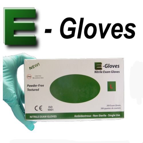 AOSS Medical E-glove Green Powder Free Nitrile Large Pack 200 / BX