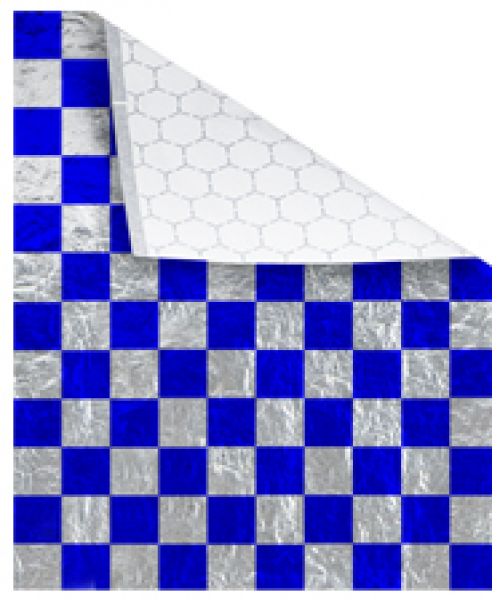 Bagcraft Check Design Foil Sandwich Wrap 10 1/2 x 13 Blue Print Pack 2000 / cs 4 pack