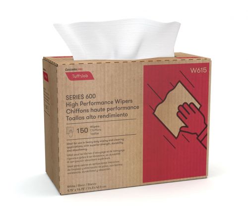 S600 High Performance Interfold 1-Ply Wipers 9.75''x16.75'', Pop-Up Box, White (150 Per Box, 6 Boxes)