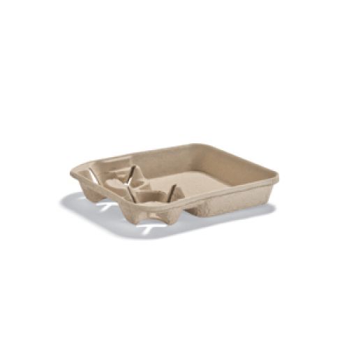 Chinet Flow 2 Cup carrier With food tray 9.75x8.4x1.6 Pulp Pack 400
