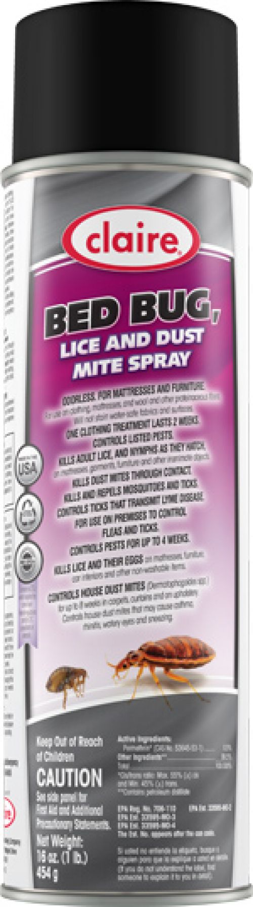 Claire Bed Bug Dust Might& Lice Killer Pack 12/16oz
