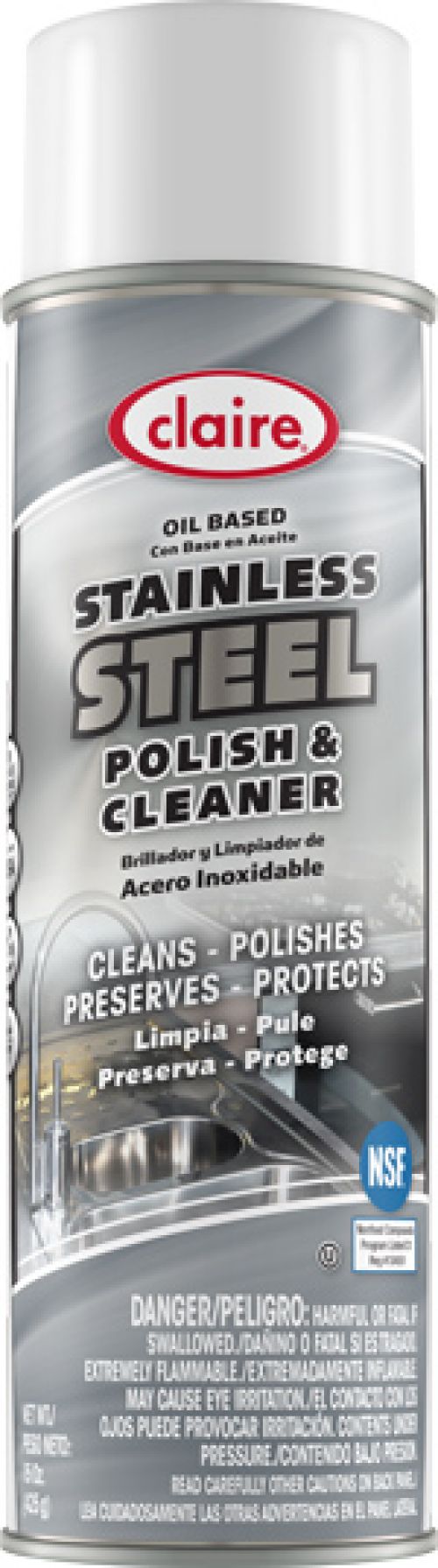 Claire Aerosol Stainless Steel Polish & Cleaner Oil Base Pack 12/20oz