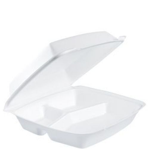 Foam Hinged Containers With Remov Lid 3 compartment Perf 10 1/4'' x 9 1/2'' x 3 1/2''