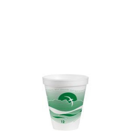 Horizon Foam Cup 12oz White With Forest Green Print