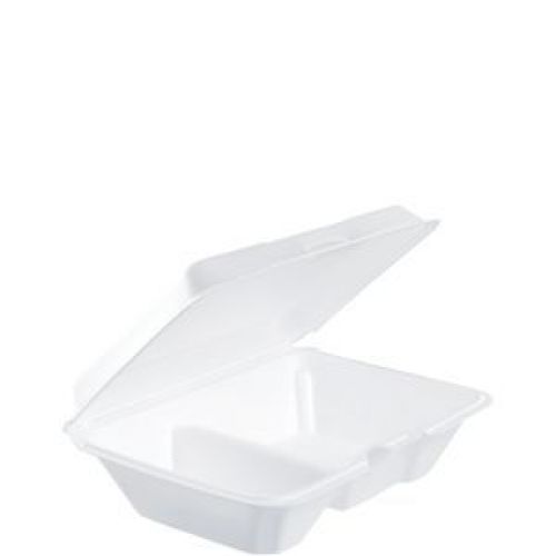 Foam Hinged All Purpose Container 2 compartment Perf 9 1/4'' x 6 3/8'' x 2 7/8''